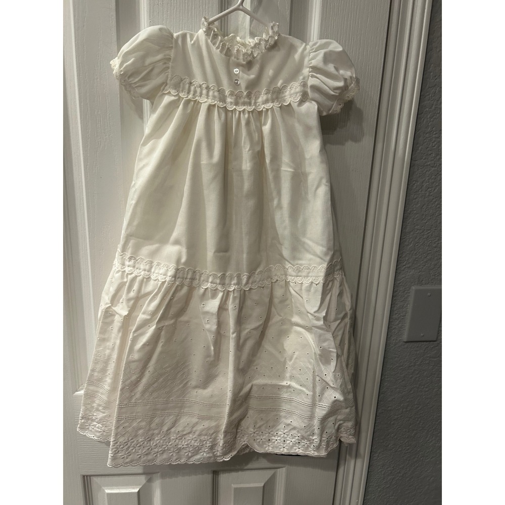 Something Pretty Vintage‎ Baby Girls Christening Gown Eyelet Lace Dress White 3M
